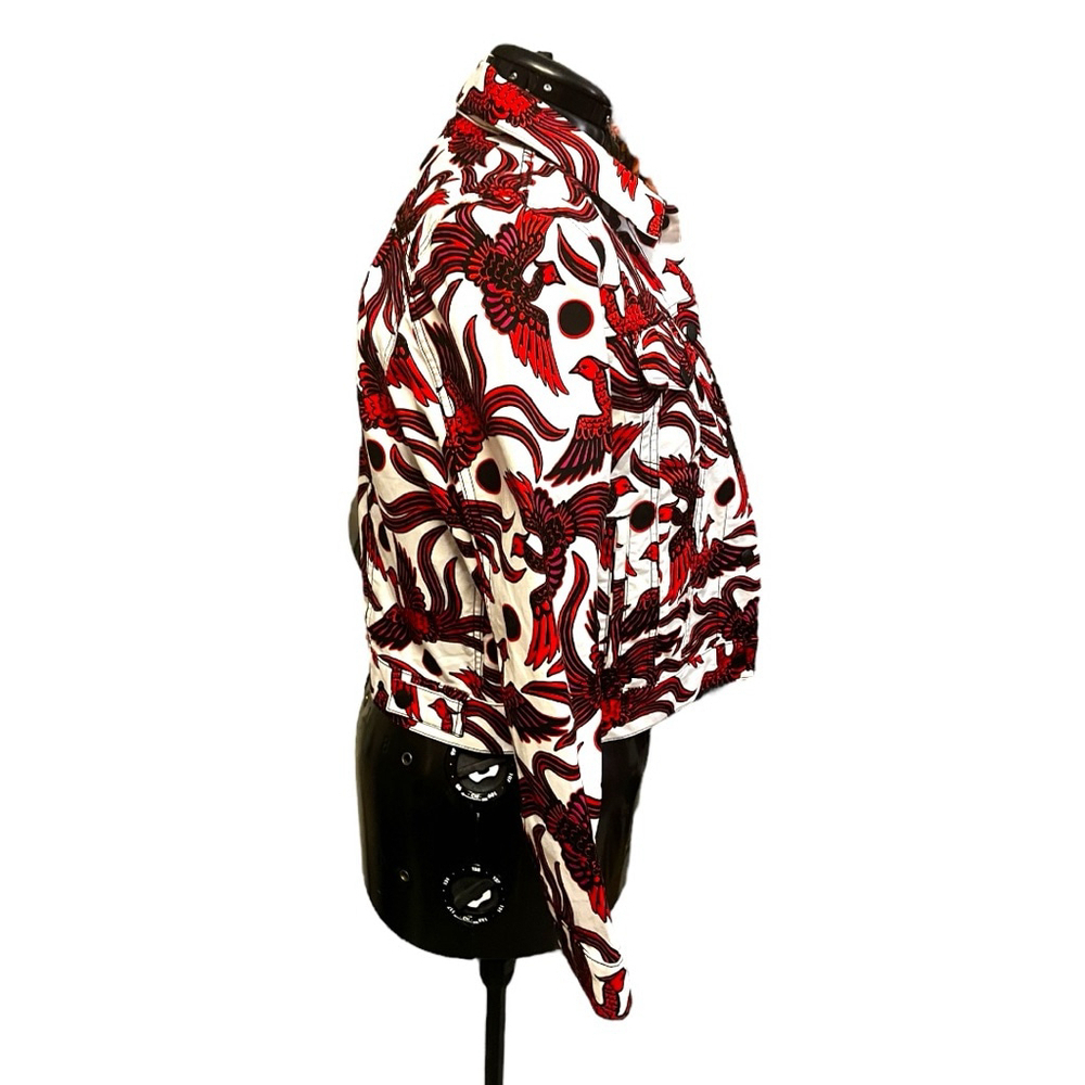 Women's Kenzo Flying Phoenix Cotton Denim Style Jacket, L, White & Red - Picture 10 of 16